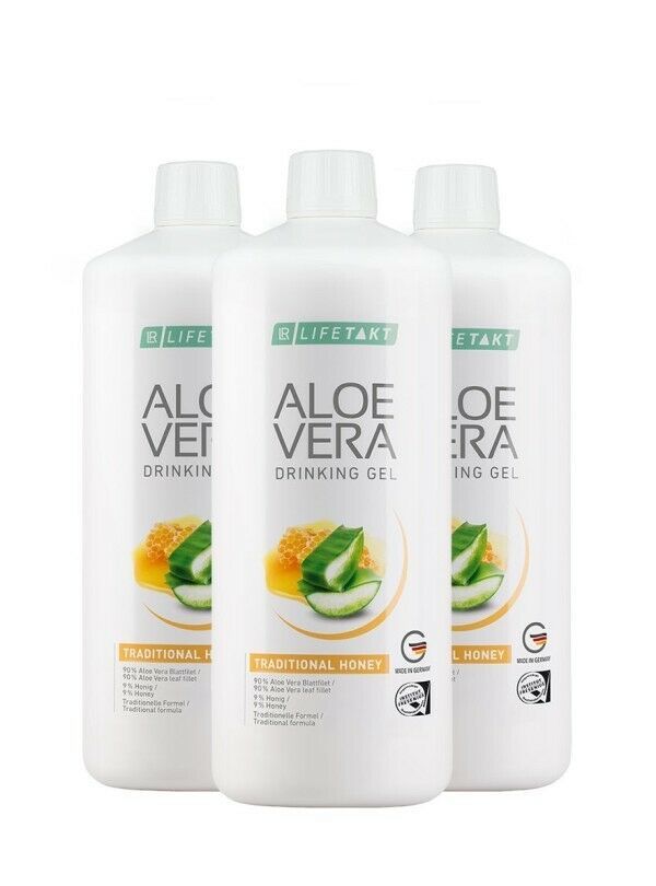 LR 90% Aloe Vera Drinking Gel Traditionell mit Honig , 3x 1000 ml
